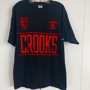 CROOKS & Castles Men's Logo Spellout black/ Red Large T-shirt Streetwear